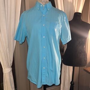 Chaps light blue turquoise button down collar casual dress shirt shortsleeve M​